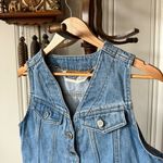Vintage Bill Blass 90s Denim Cropped Vest Top Blue Size M Photo 1