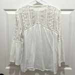 Lovestitch  White Boho Floral Crochet Bell Sleeve Peasant Top Photo 1