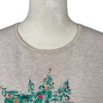 Croft & Barrow  Petites SP linen cream color long sleeve red truck Christmas top Photo 4