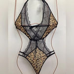 Leopard One Piece Lingerie With Back & Neck Tie & Adjustable Straps. New Black Size undefined Photo 1