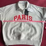 Chaser Quarter Zip Pullover Sweatshirt Paris L’Amour Gray Size M NWT 100% Cotton Photo 7