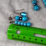 Set Of 3 Pairs Shades of Blue, Beaded & Teardrop Dangle Earrings Mixed Styles Blue Photo 6