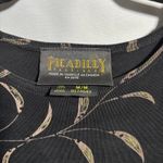 VTG Picadilly Black Botanical Print Long Sleeve Top Blouse Size M Slinky 90s Art Size M Photo 2