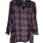 ZARA  Plaid Long Sleeve Mini Shirt Dress Red Gray Size S Photo 1