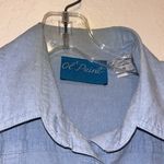 Grandma’s vintage denim shirt with embroidered flowers, birdhouses and birds. Size M Photo 10