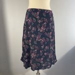 Loft Ann Taylor Womens Black Floral A line Skirt Size 8 Semi Sheer Unlined Rayon Photo 1