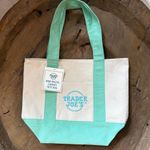 Trader Joe's pastel mini canvas reusable mint green tote bag NEW with tags Photo 0