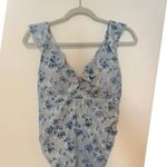 A pea in the pod NWT Ruffled Maternity Floral Swimsuit Light Blue Size M Photo 1