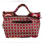 Vera Bradley 2009 Carnaby Floral The Gabby Quilted Tote Handbag Pink Boho Chic Photo 6