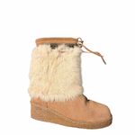 BEARPAW Genuine Sheepskin Suede Rabbit Fur-Trimmed Wedge Boots Women’s 8 Photo 8