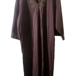 Natori Cruz‎  Embroidered Caftan Dress Bohemian Maxi Long Sleeve Brown Large Photo 0
