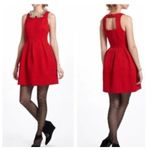 Anthropologie NWT Moulinette Soeurs Red Brocade Dress Size 8 Jacquard Fit Flare Photo 13