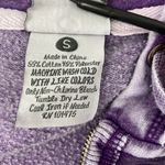 J. America Zen purple zip up hoodie with Kangaroo pocket,random‎ info on back, sz s Photo 3