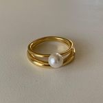 Gold ring minimalist design ring simple ring pearl ring dainty ring Photo 0