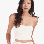 STAUD Davis Vegan Leather Bandeau Top In Ivory White Sz. Small - DAMAGED! - Photo 0