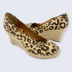 J. Crew Leopard Cheetah Spot Canvas Espadrille 3" Wedge Heel Pump F2027 7 Tan Photo 0
