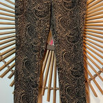 Free People  Knit Black & Brown Paisley Print Pants Skinny Leg Elastic Waist Photo 0