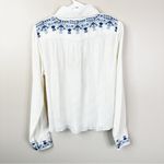 Faherty NEW  Shirt Womens M Pompano Gauze Cotton Top in Egret Embroidered Trim Photo 8