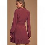 Lulus  Fall For Me Burgundy Long Sleeve Cutout Skater Dress Womens Size‎ S Photo 1