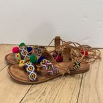 Chinese Laundry  Boho Beaded festival Pom Pom Gladiator Wrap Sandals Size 9 *read Photo 1