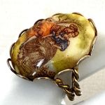 Vintage Transferware Porcelain Adjustable Ring ā Romantic Scene Motif Photo 2