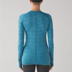 Lululemon Athletica Teal Striped Long Sleeve Top Swiftly Tech Crewneck Photo 2