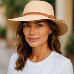 D&Y Straw Sun Hat 3.5" Wide Brim Adjustable Packable Hike Camp Beach Cruise Tan Photo 10