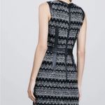 Milly Tweed Chevron Zig Zigzag Virgin Wool Lamb Leather Mini Dress Size 8 Photo 1