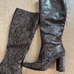 14th & Union  Brown Shiny 3.5” Block Comfort Heel Knee Boot Size 6.5 Stretch Calf Photo 1