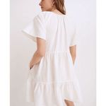Madewell  White Linen-Blend Flutter-Sleeve Tiered Mini Dress Photo 1