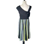 Sachin + Babi Sachin & Babi One Shoulder Pleated Midi Dress Size L Swing Flowy Striped Glam Photo 4