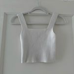 SheIn  White Ribbed square neck cropped sweater tank Top size XSmall EUC Photo 3