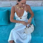 ZARA  dress midi maxi ivory satin tied slip evening summer wedding party Photo 11