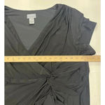 Catherines  Crossover V Neck Dress Size 2X Black Short Sleeve Stretch Ruffle Photo 7