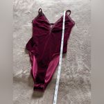 Forever 21  Vintage Velvet Wine Lace Plunge Neck One Piece Tank Top Bodysuit Sz S Photo 5