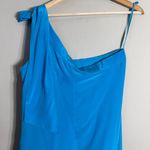 Banana Republic  Trina Turk 100% Silk One Shoulder Mini Dress Women's 14 Blue Photo 7