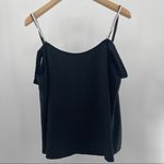Kensie Tank Top Pearl Strap Trim Blouse Defina Top Crepe Black Size Large NWT Photo 2