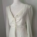 Lulus  Wine & Dine white Swiss dot long sleeve mini skater dress size S Photo 2