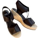 Eileen Fisher EUC  Leather Agnes Espadrille Wedge Sandals Black Size 8 Photo 0