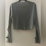 Sugar Moon Sheer Gray Long Sleeve Crop Top with Bow Accents Size Large Photo 3