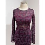 EXPRESS Women's Dark Berry Metallic Lace Backless Cocktail Mini Dress Size XS Photo 5