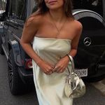 ZARA midi dress satin sleeveless tube olive green wedding party summer Photo 0