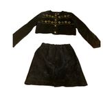 Outer Town VINTAGE 1980'S  BLACK SUEDE W/GOLD GROMMETS SKIRT SET (12) Photo 10
