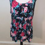 Torrid Smocked Waist Button Front Black Floral Tank top Photo 2