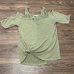 She & Sky Cold Shoulder 1/2 Sleeve Olive Green Blouse Size Large Photo 6