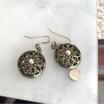 925 Sterling Silver Brass Stone Rhinestone Hook Earrings Photo 0