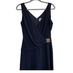 Anne Klein  Navy Blue Pants Jumpsuit with gold logo buckle. Size‎ 10 Photo 2