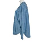 Pilcro  Size 12  Top Blouse Button Down Fringe Boho Long Sleeve Denim Photo 3