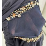 Jodi Kristopher  One Shoulder Cocktail Dress 3 Holiday Navy Rhinestone Chiffon Photo 3