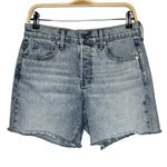 Veronica Beard Shiloh Denim Shorts Pebble Stone Wash Size 27 Button Fly Raw Hem Photo 1